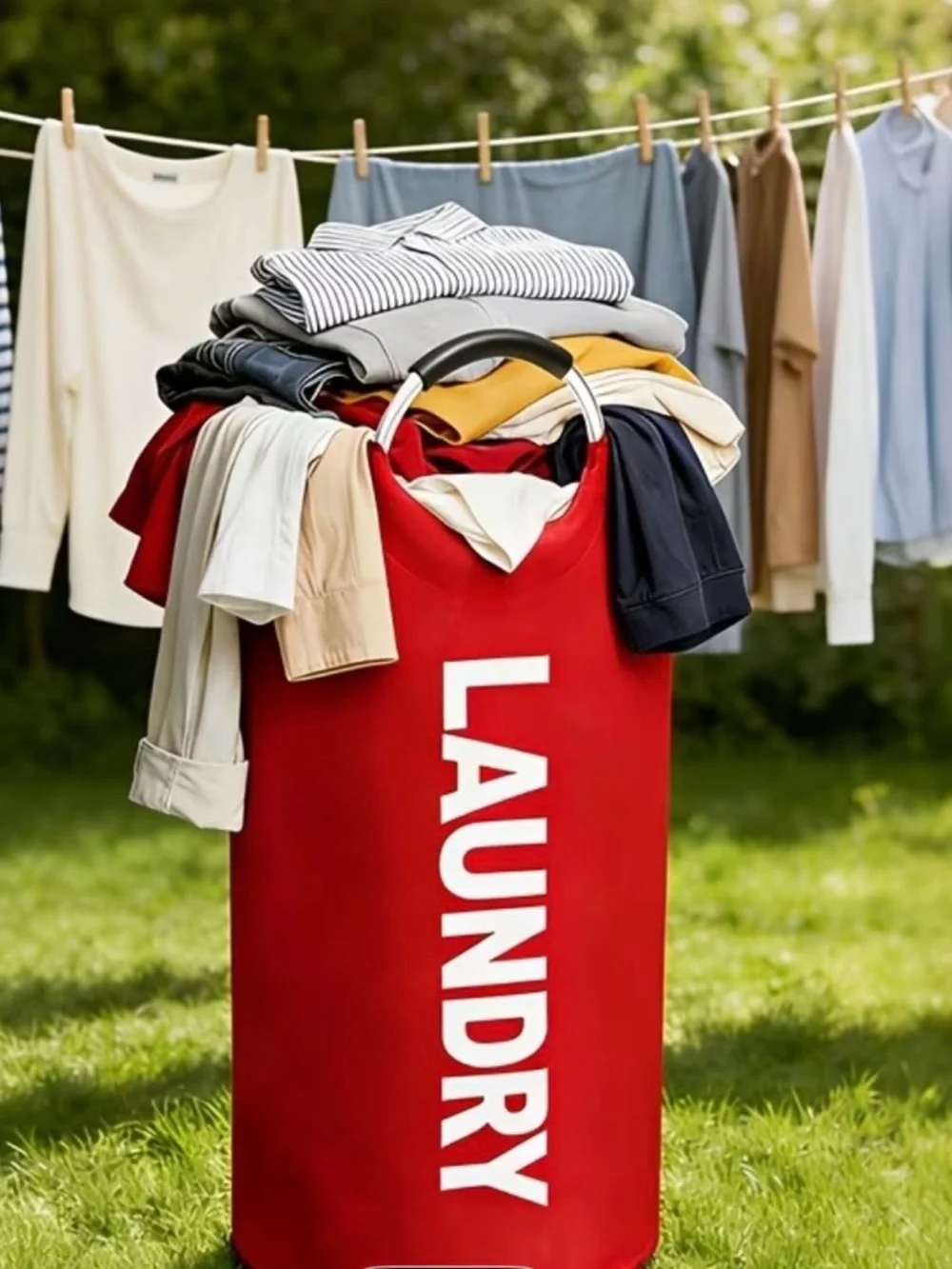 Red Laundry Hamper with Handle - Stylish Home Storage